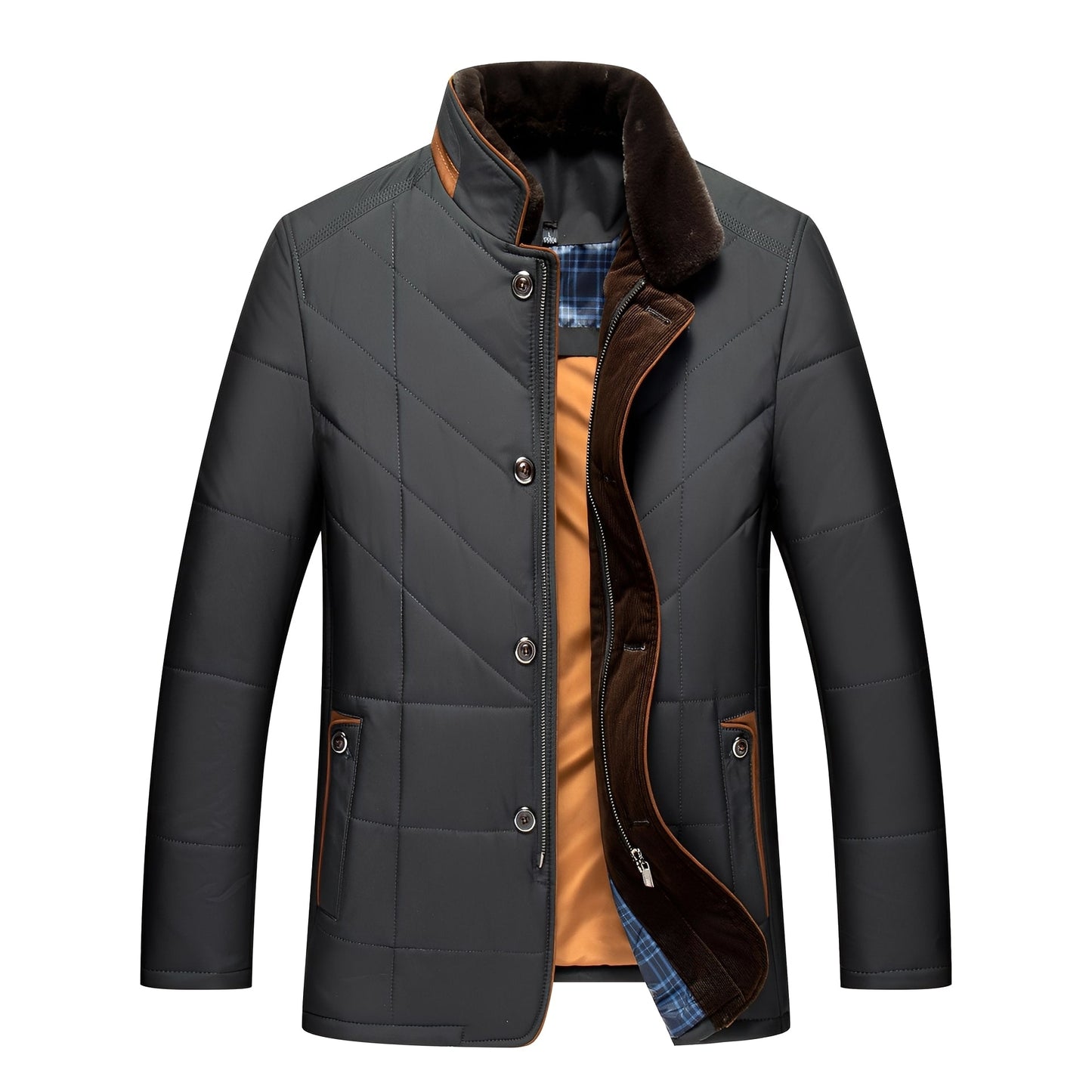 Rodney – Chaqueta con estilo y acolchada con botones para hombres