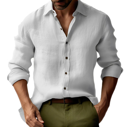 Emile - Camisa de lino sencilla y clásica para hombres