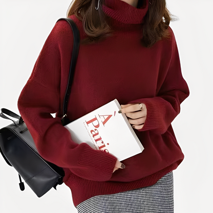 Amilia - Jersey suelto y elegante de cuello alto para mujer