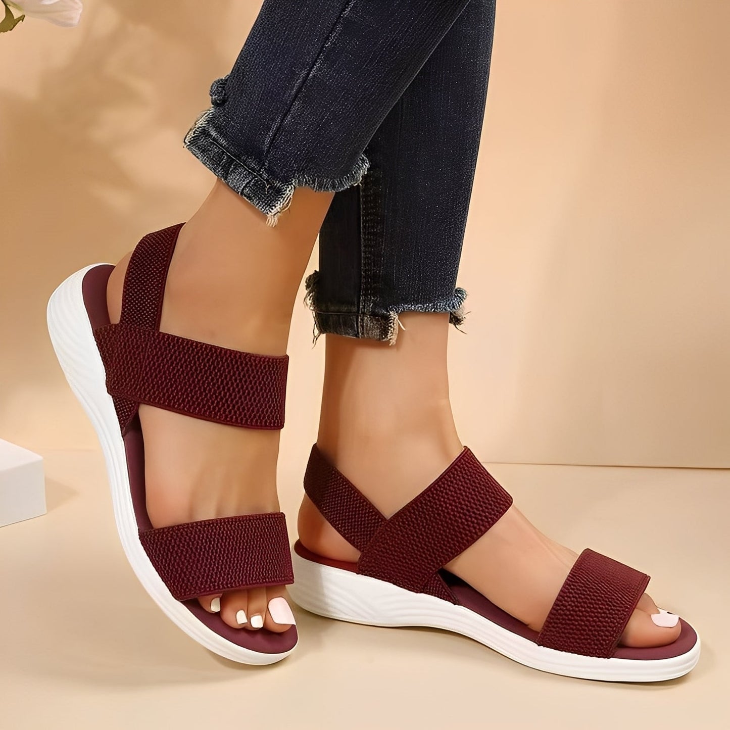 Jessika - Sandalias planas y cómodas de Flyknit para mujer