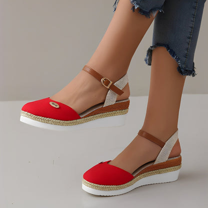 Elinor - Sandalias de cuña casuales de cáñamo para mujeres