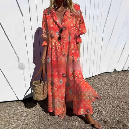 Sana – Vestido Boho Largo con Escote en V