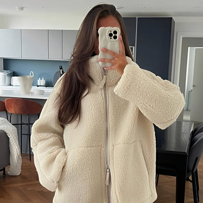 Quincy - Abrigo cálido y grueso de lana con cuello alto para mujeres