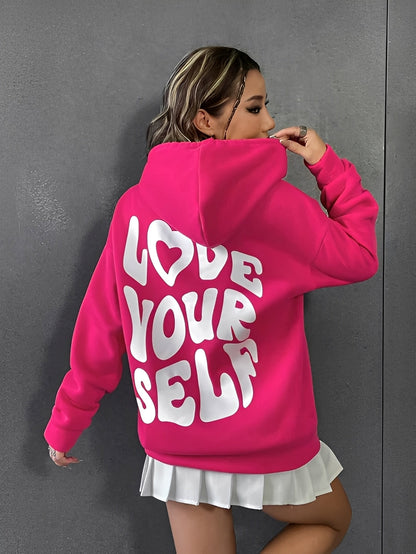 Rebeccah - Sudadera con capucha impresa, holgada para mujeres