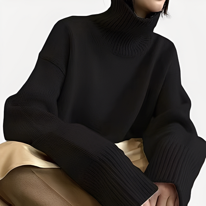 Amilia - Jersey suelto y elegante de cuello alto para mujer