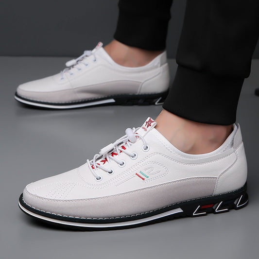 Aaron - Zapatillas casuales de cuero antideslizantes para hombres