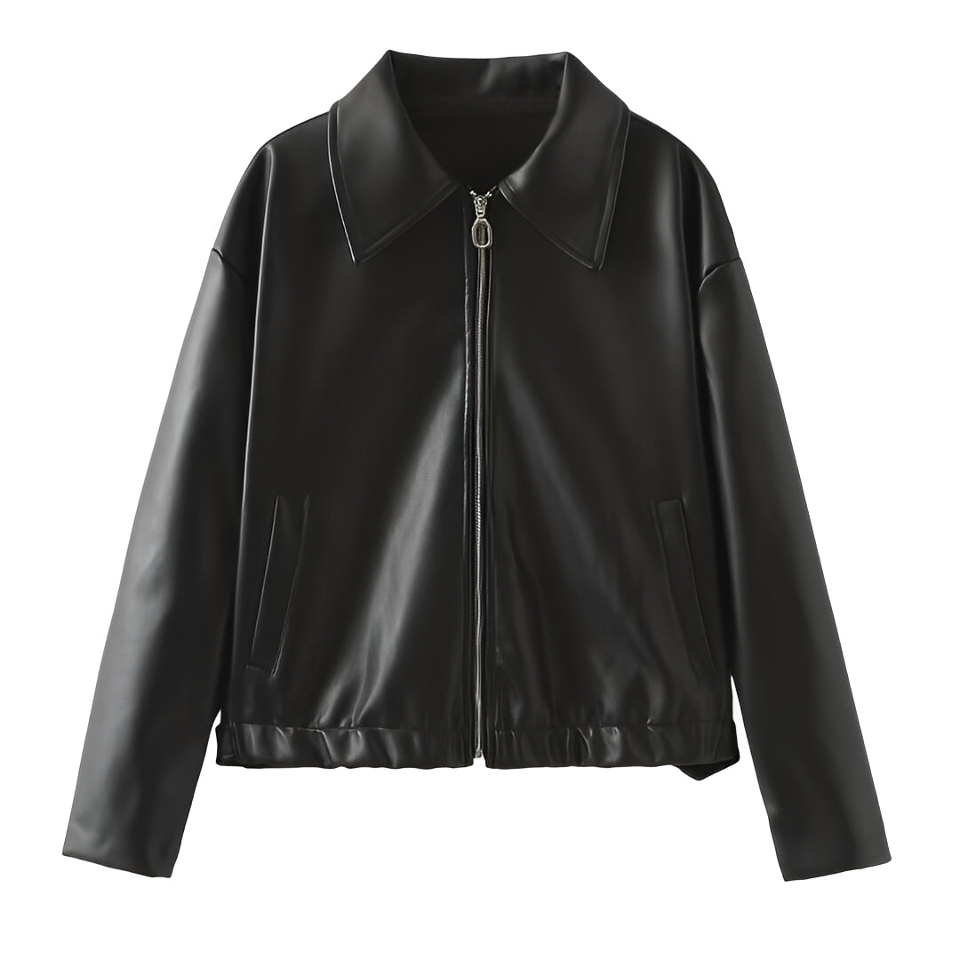 Lesley - Chaqueta de cuero con cremallera para mujeres