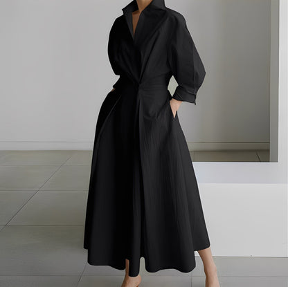 Lavina - Vestido amplio con mangas largas y bolsillos para mujer