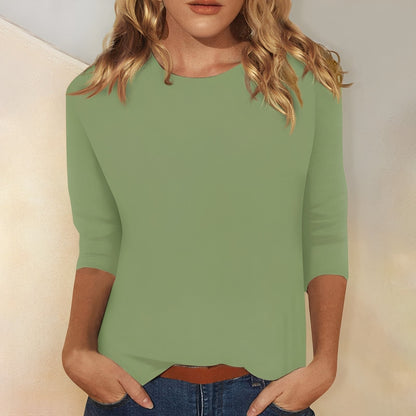 Katherina - Blusa casual de manga larga con cuello redondo para mujer
