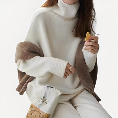 Amilia - Jersey suelto y elegante de cuello alto para mujer