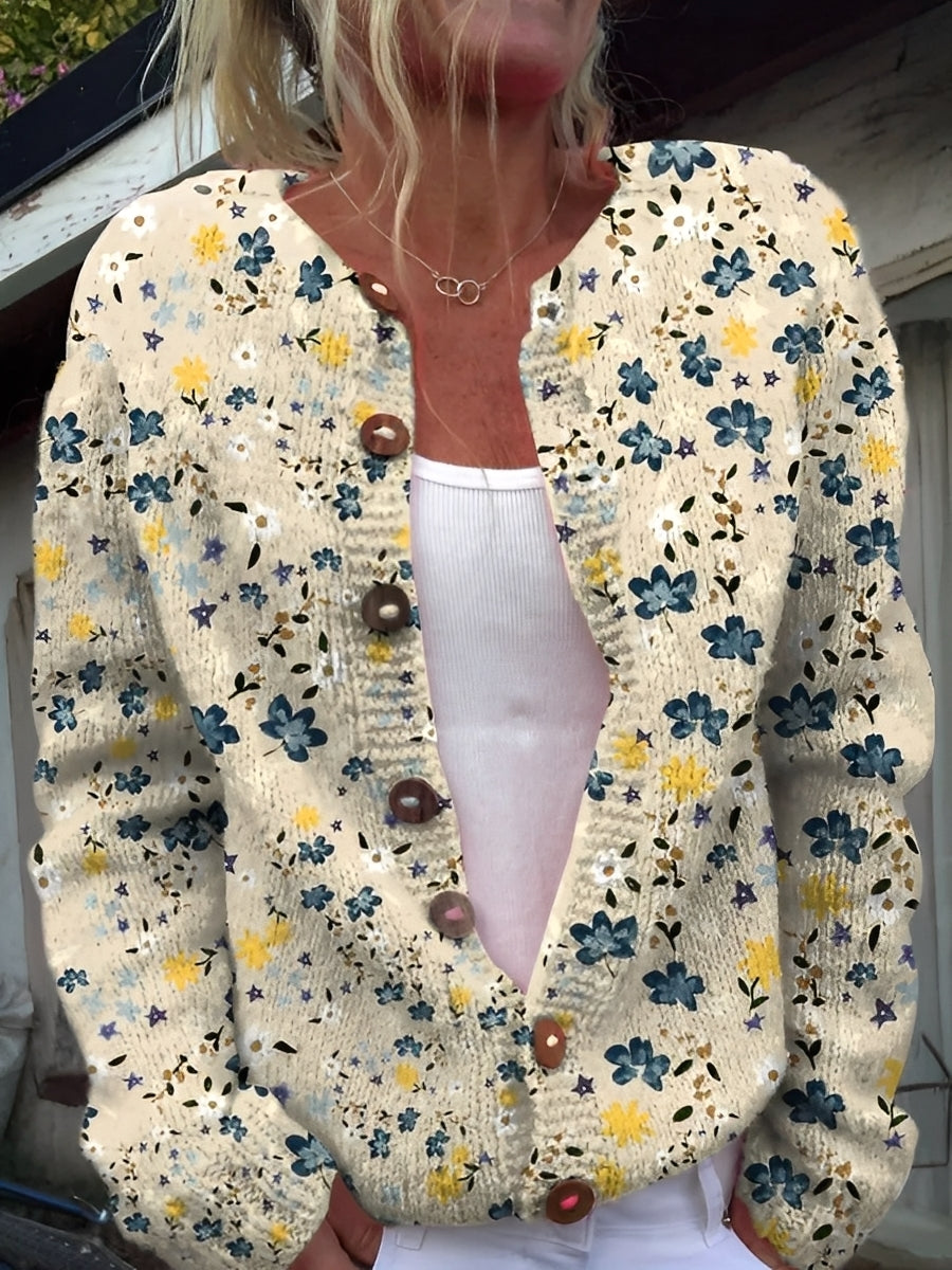 Kandace - Linda Chaqueta de Punto con Flores para Mujer