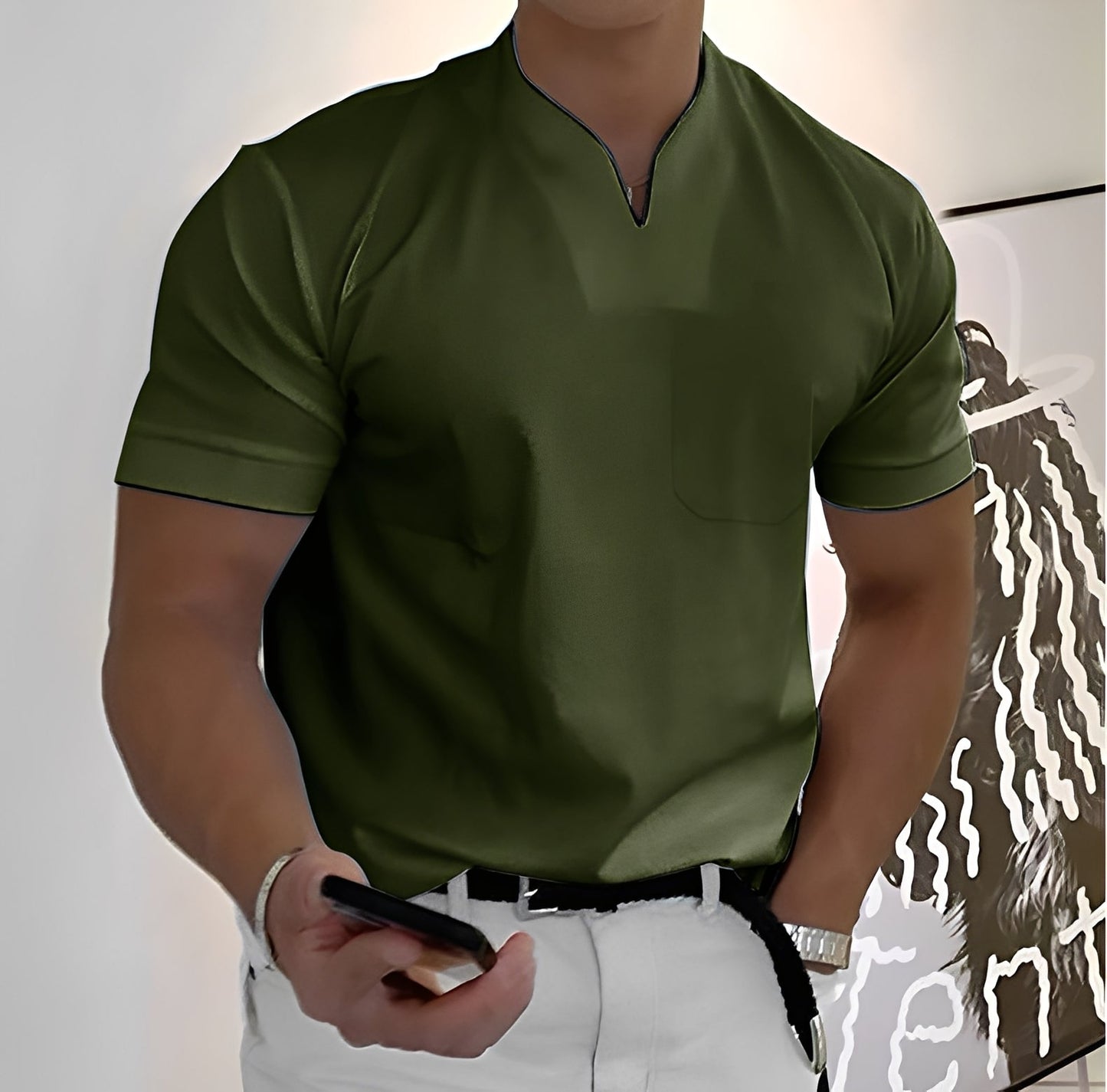 Dylan - Camisa de hombre entallada, manga corta para negocios