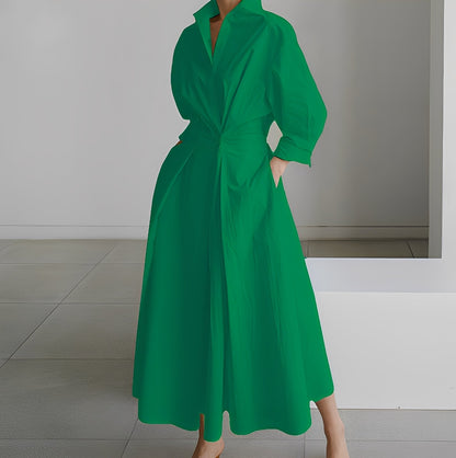 Lavina - Vestido amplio con mangas largas y bolsillos para mujer