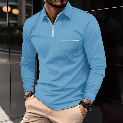 Bernard - Polo con Bolsillo y Mangas Largas para Hombres