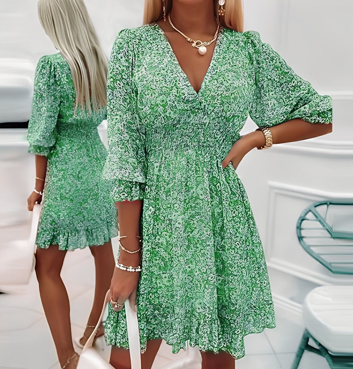 Jeanine - Vestido de suéter elegante para mujer