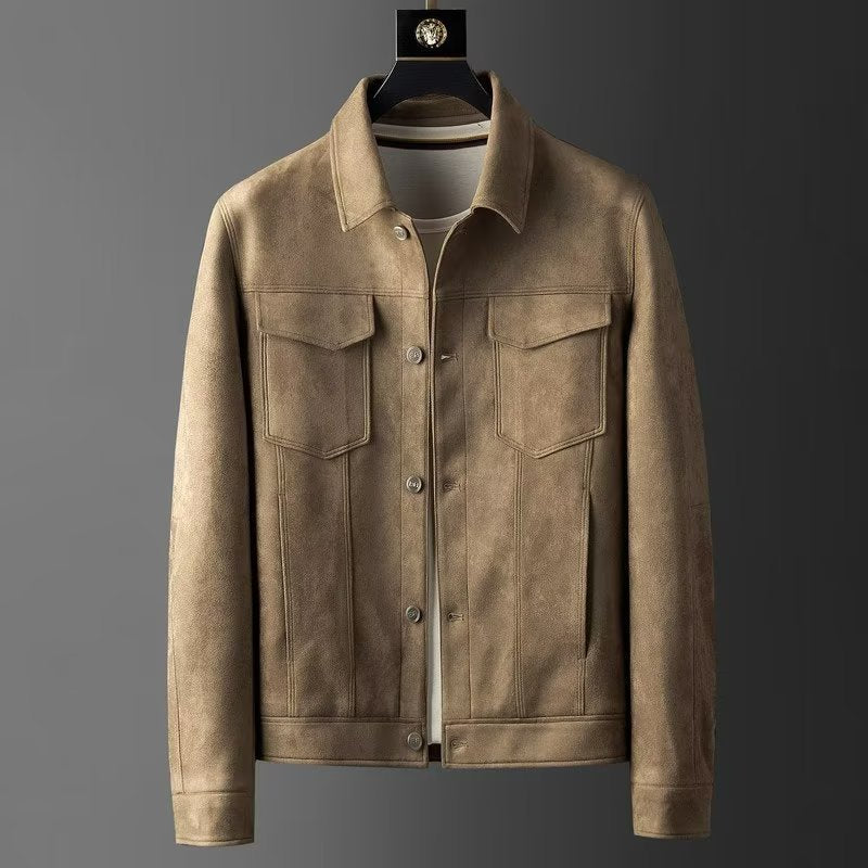 Wilbur - Chaqueta de Cuero Gamuza Tradicional para Hombres