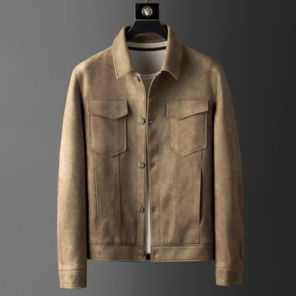 Wilbur - Chaqueta de Cuero Gamuza Tradicional para Hombres