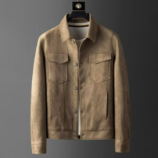 Wilbur - Chaqueta de Cuero Gamuza Tradicional para Hombres