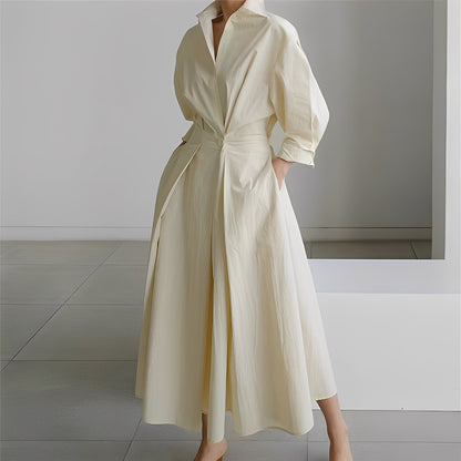 Lavina - Vestido amplio con mangas largas y bolsillos para mujer