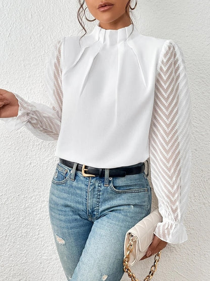 Cassandra - Blusa de chiffon elegante con mangas largas para mujer