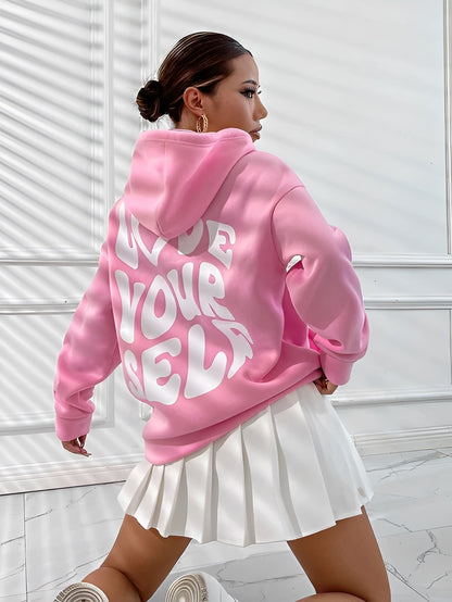 Rebeccah - Sudadera con capucha impresa, holgada para mujeres