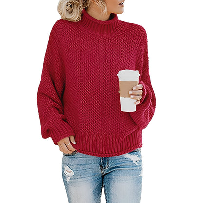 Evalyn - Suéter de punto casual con cuello alto para mujer