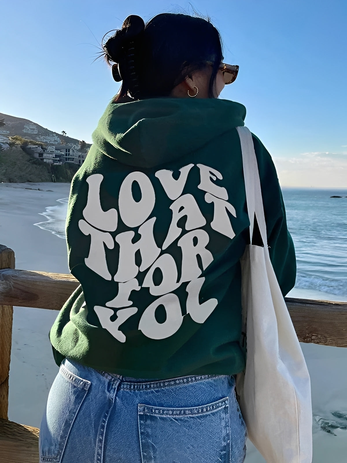 Rebeccah - Sudadera con capucha impresa, holgada para mujeres