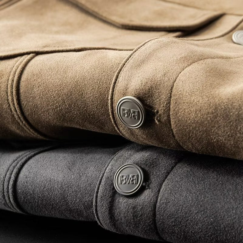 Wilbur - Chaqueta de Cuero Gamuza Tradicional para Hombres