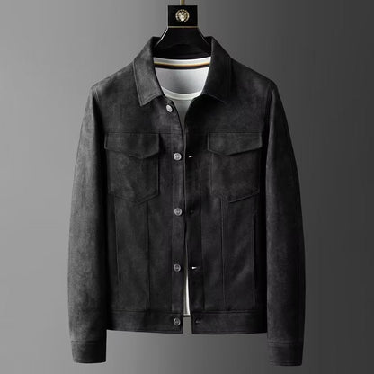 Wilbur - Chaqueta de Cuero Gamuza Tradicional para Hombres