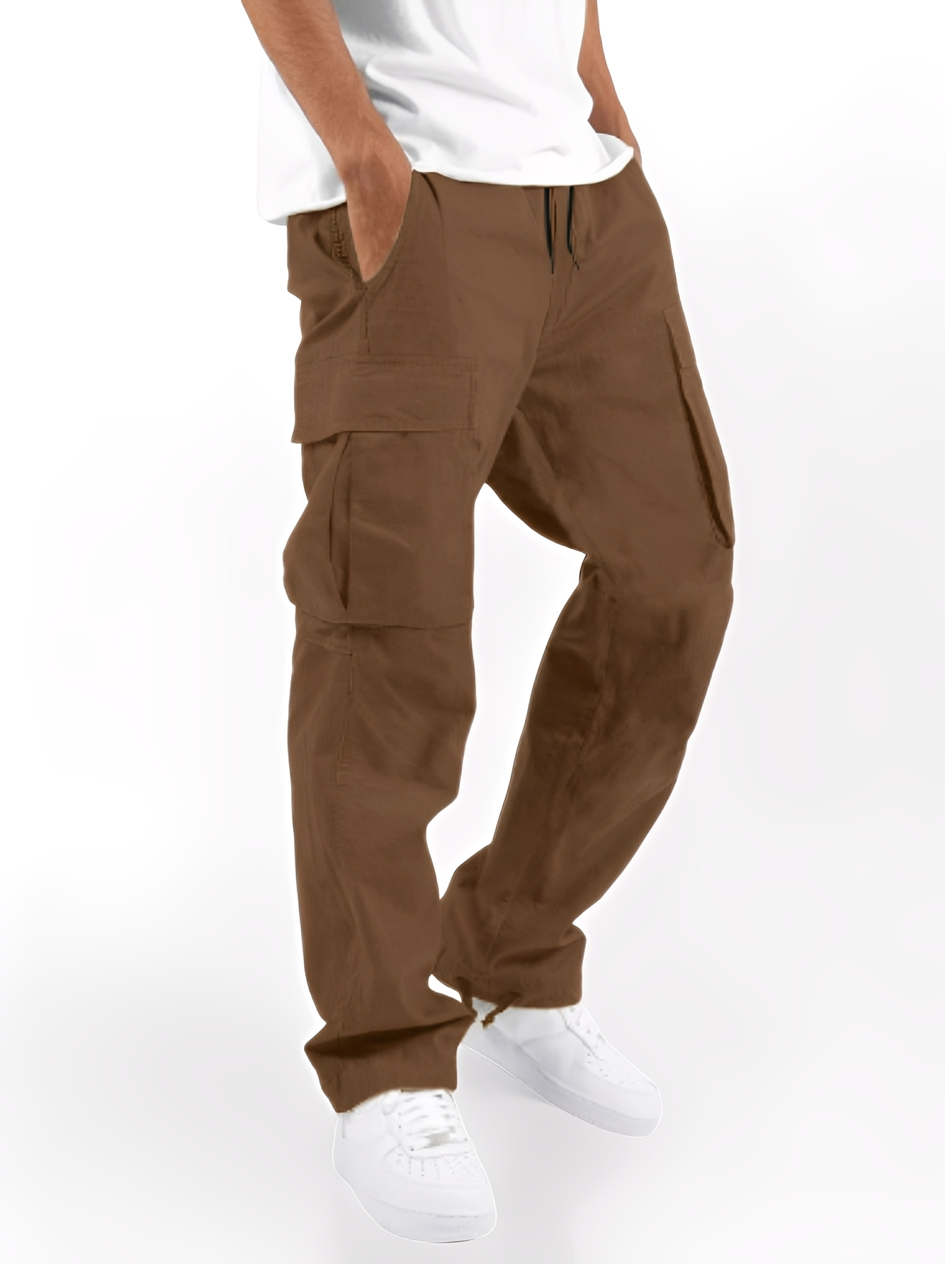 Cooper - Pantalones cargo sueltos con cordón para hombres