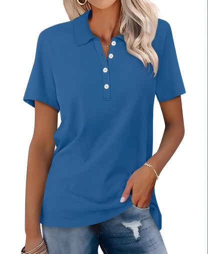 Glenna - Polo de Mujer, Casual y Ceñido de Manga Corta