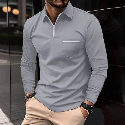 Bernard - Polo con Bolsillo y Mangas Largas para Hombres