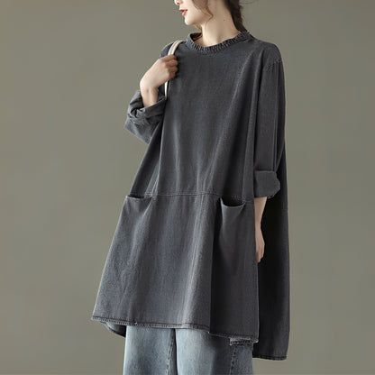 Valerie - Vestido largo de mezclilla con bolsillos para mujer