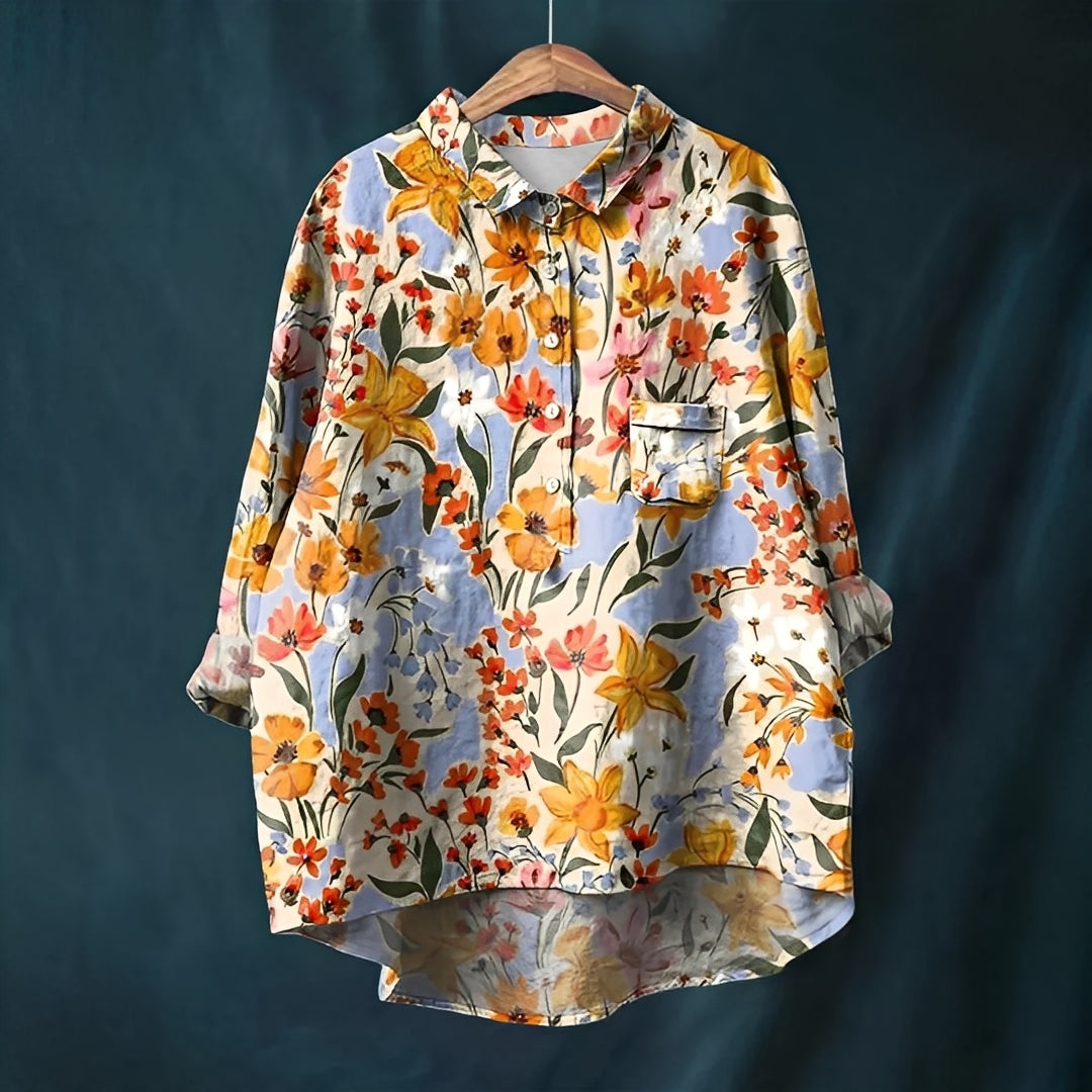 Garance - Blusa básica de manga larga para mujer