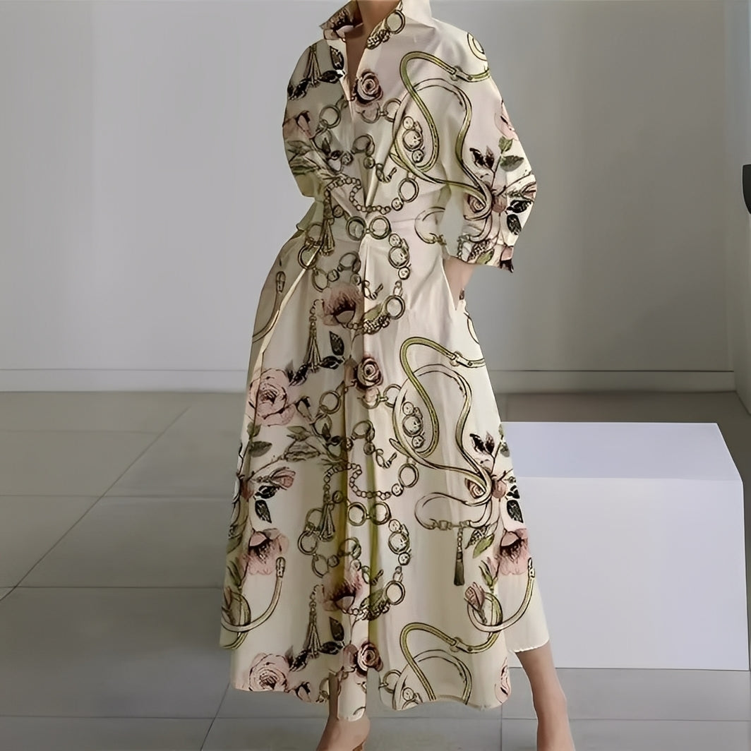 Lavina - Vestido amplio con mangas largas y bolsillos para mujer