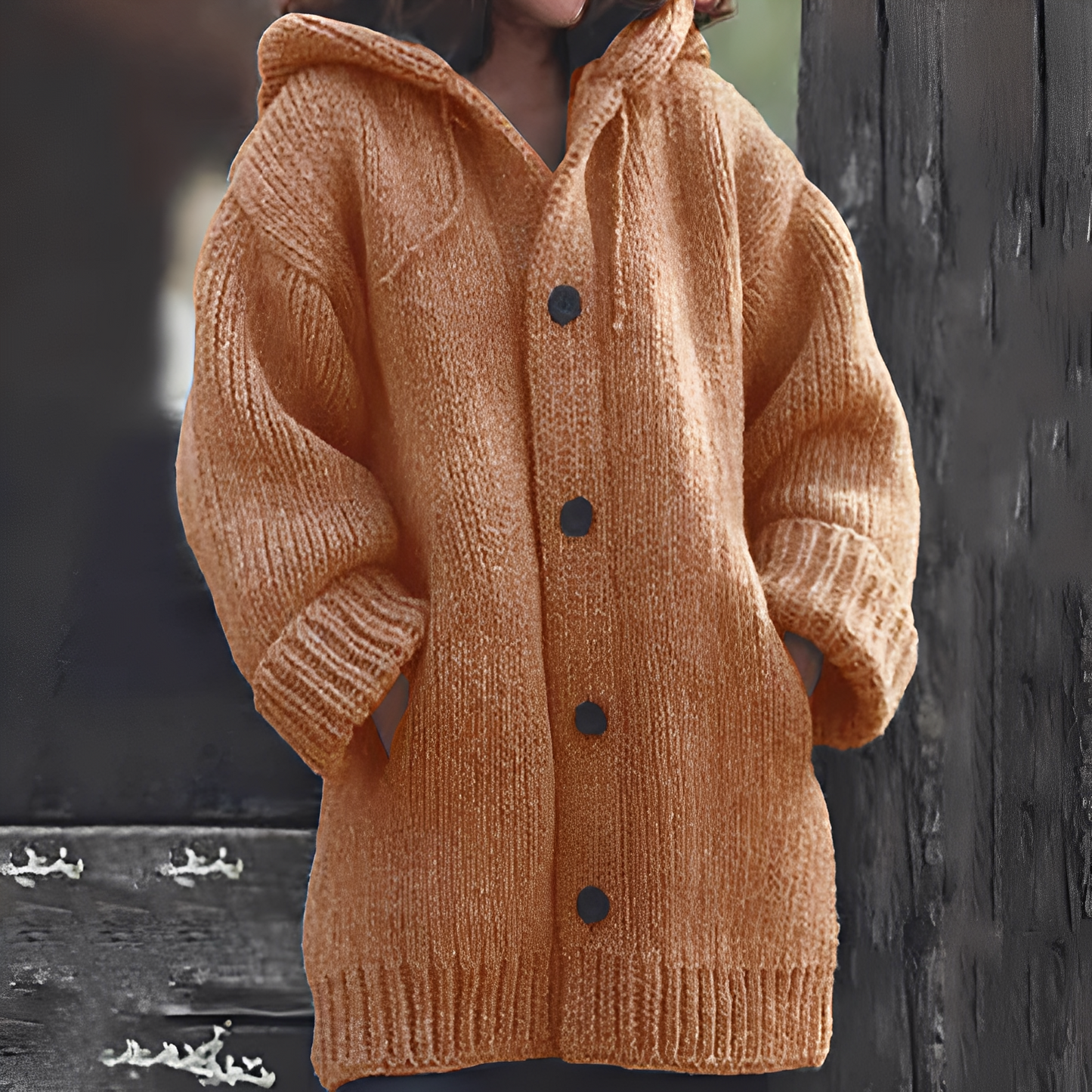 Jaqueline - Chaqueta de punto cálida con capucha para mujeres