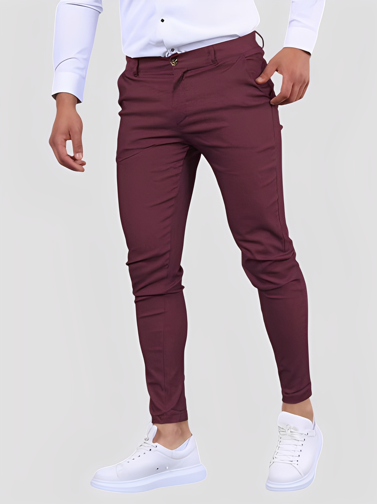 Shelton - Pantalón elástico casual de corte estrecho para hombres