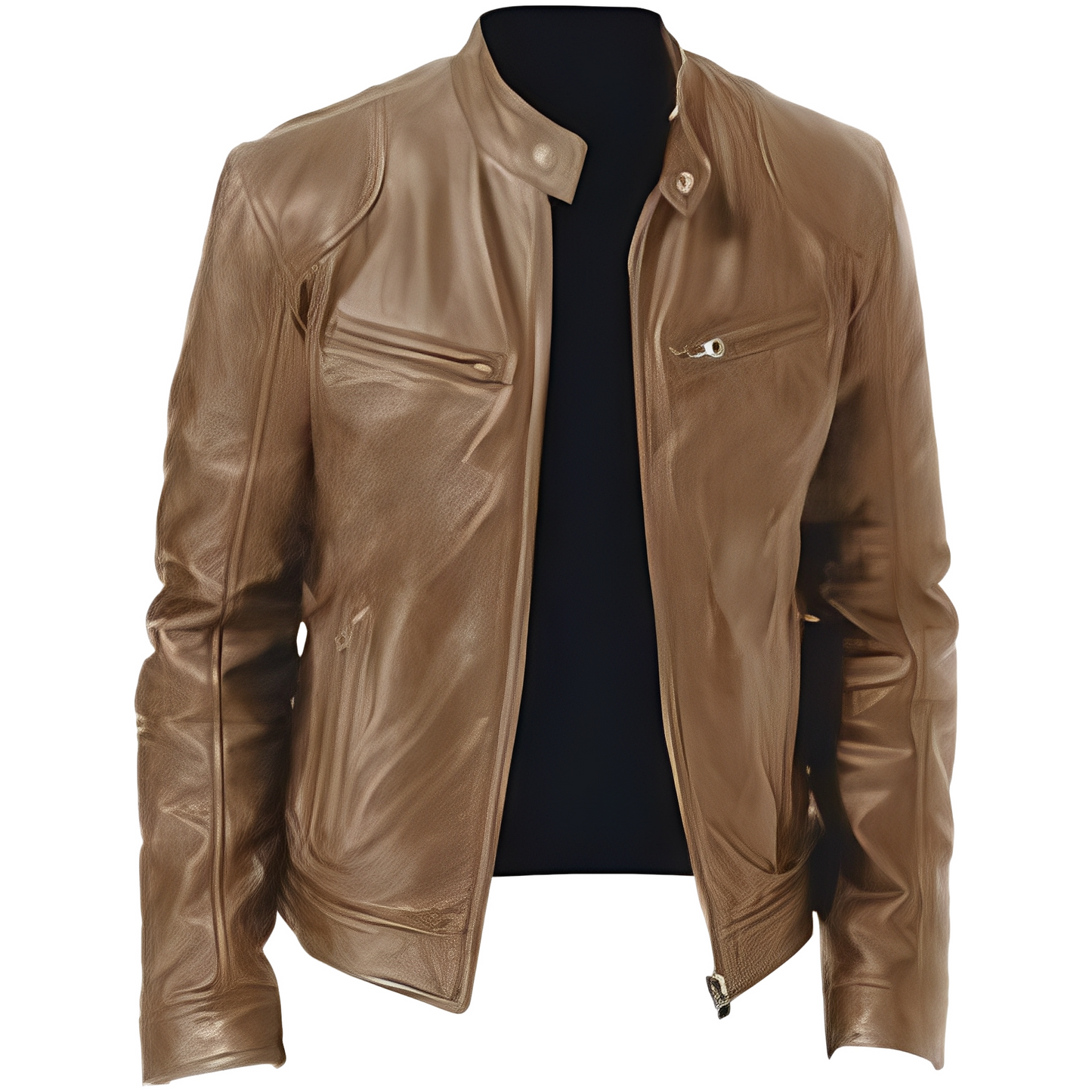Crawford - Chaqueta de cuero ajustada y desenfadada para hombres