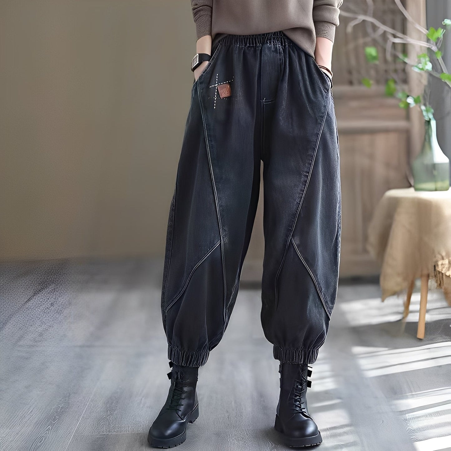 Shyanne - Pantalones de mezclilla con cintura elástica para damas