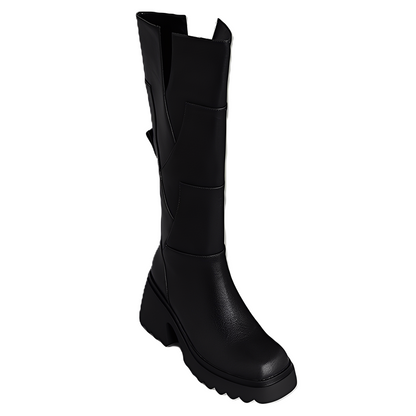 Madelaine - Botas de cuero fuertes y informales con cremallera para mujer