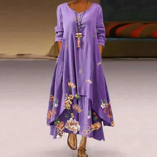 Elira – Vestido Maxi de Dos Capas con Estampado