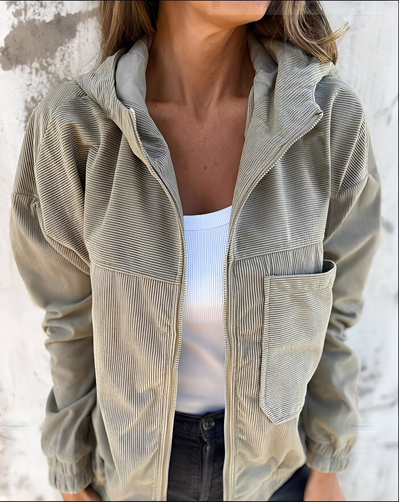 Gillian - Chaqueta de pana casual con capucha para mujeres