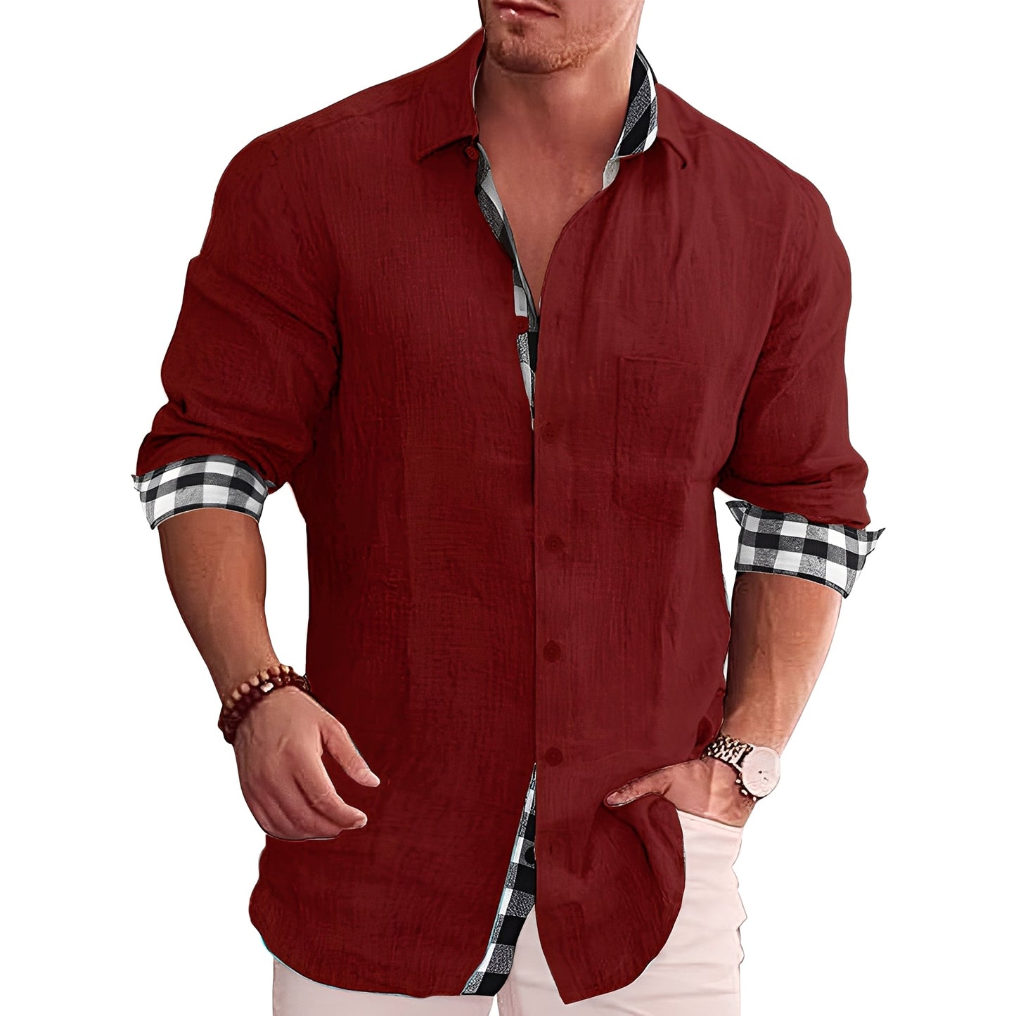 Ronald - Camisa de Cuadros para Hombre, Estilo Casual