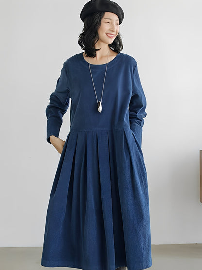 Shyanne - Vestido holgado de pana casual con bolsillos para mujer