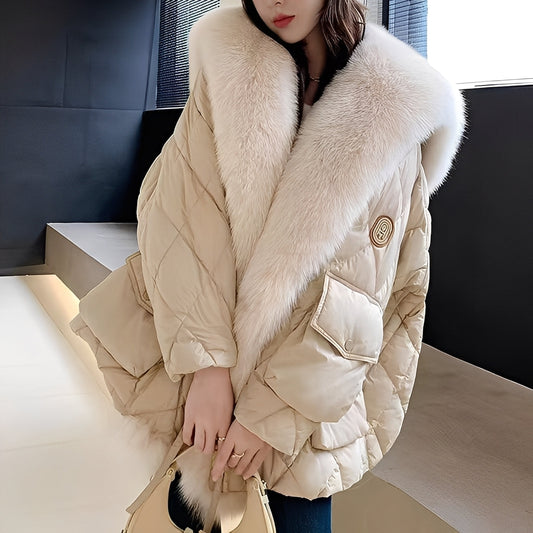 Marjorie - Chaqueta de plumas a la moda con cuello de piel para mujeres