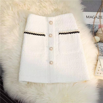 Dorothea - Falda de tweed línea A con talle alto