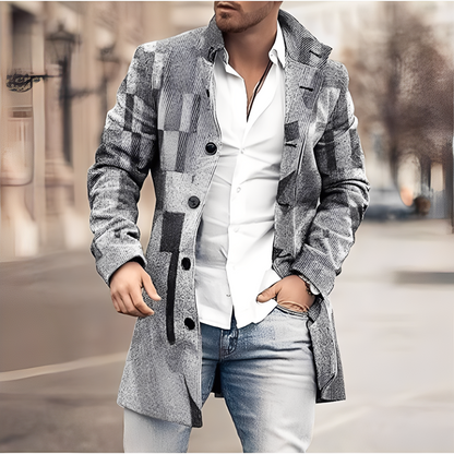 Darden - Abrigo de tweed largo para hombre, estilo casual