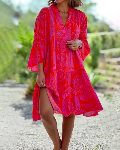 Mia – Vestido boho con diseño geométrico