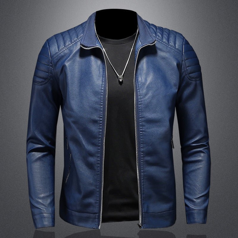 Wendell - Moderna chaqueta de cuero ajustada para hombres