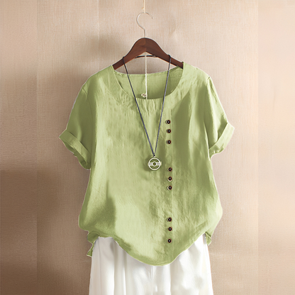 Corrine - Blusa de lino holgada clásica para mujer